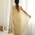 Premium Beige Star Georgette Saree Multi Thread Beads Embroidery Work for Women