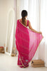 Beautiful Rani Pink Star Georgette Saree Thread Beads Embroidery Work for Women