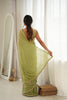 Grateful Green Star Georgette Saree Thread Beads Embroidery Work for Women