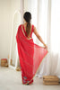 Vibrant Red Star Georgette Saree Thread Beads Embroidery Work for Women