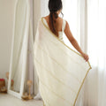 Premium White Star Georgette Saree Thread Beads Embroidery Work for Women