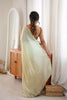 Premium Cream Fendy Satin Woven Designer Saree with Beads Work for Women