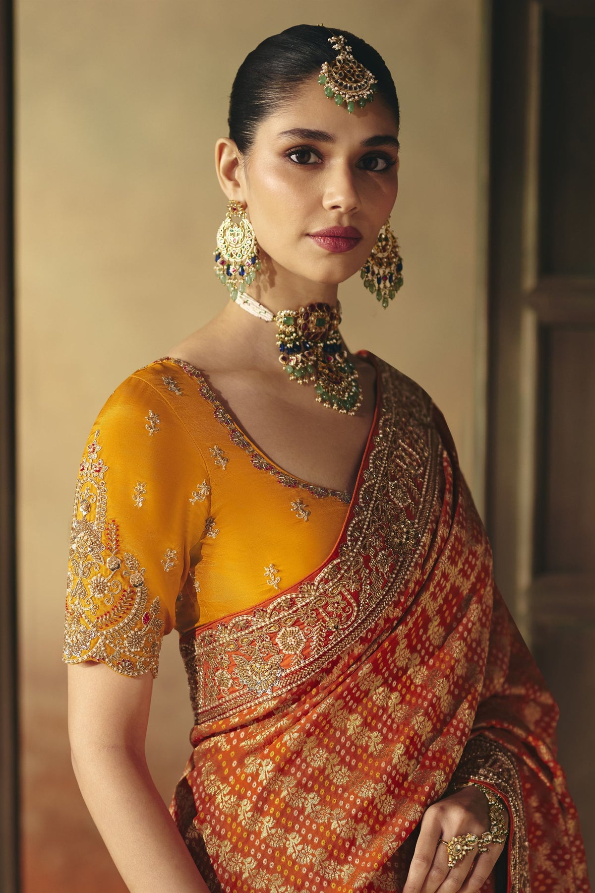 Premium Orange Pure Georgette Saree Weaving Work Embroidered Border for Women