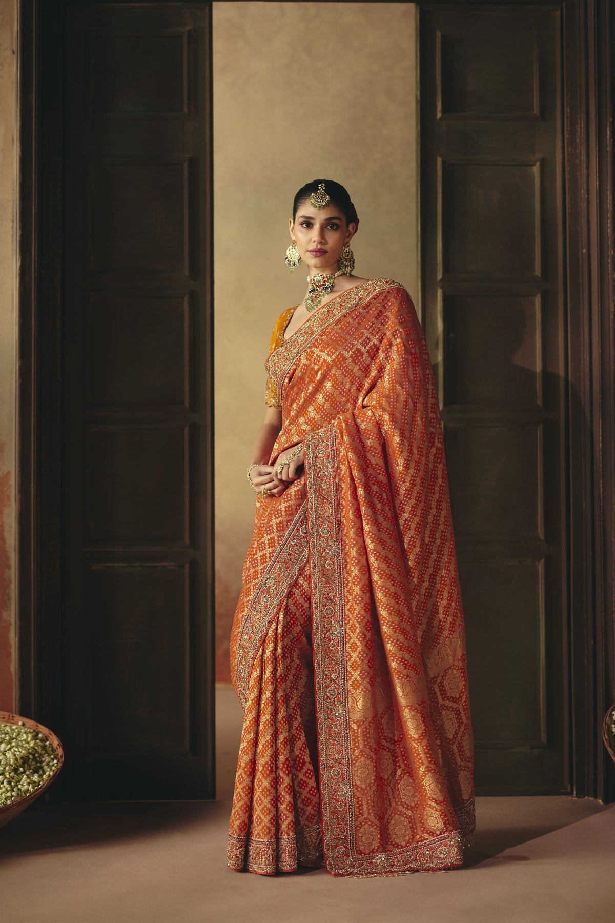 Premium Orange Pure Georgette Saree Weaving Work Embroidered Border for Women