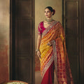 Radiant Yellow Pure Georgette Saree Weaving Work Embroidered Border for Women