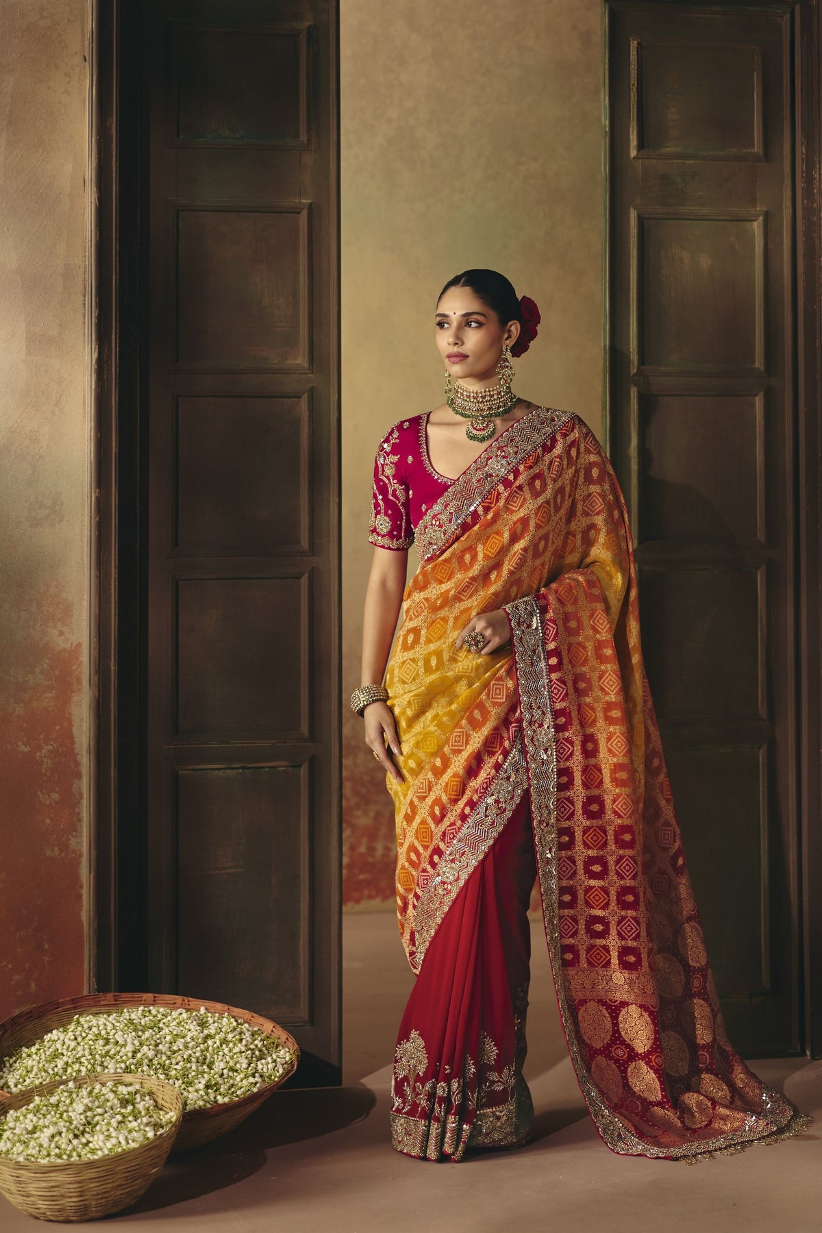 Radiant Yellow Pure Georgette Saree Weaving Work Embroidered Border for Women