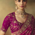 Stunning Purple Pure Georgette Saree Weaving Work Embroidered Border for Women