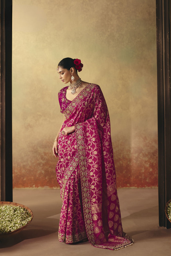 Stunning Purple Pure Georgette Saree Weaving Work Embroidered Border for Women