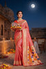 Elegant Peach Soft Silk With Blend Zari Weaving Work Designer Saree for Women