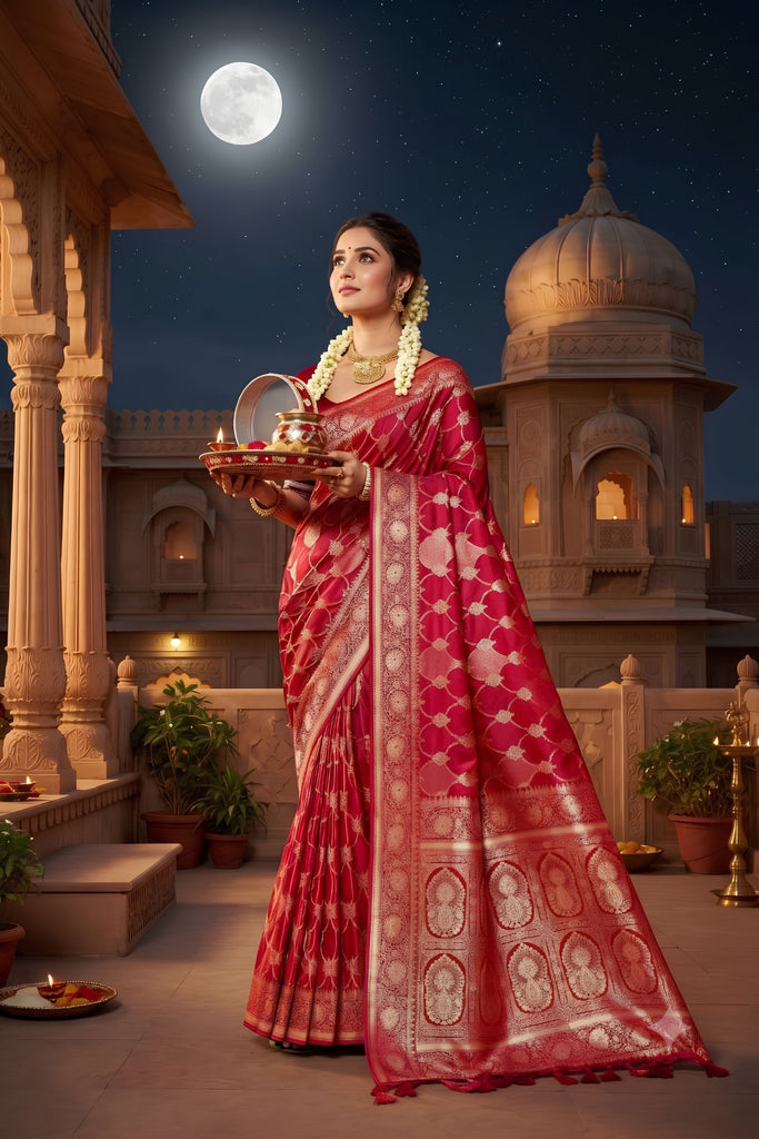 Beautiful Rani Pink Soft Silk Zari Weaving Work Designer Saree for Women