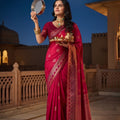 Lovely Magenta Soft Silk Zari Weaving Work Designer Saree for Women