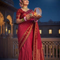 Premium Red Soft Silk Zari Weaving Work Designer Saree for Women