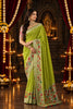 Vibrant Lime Green Pure Munga Silk Saree Zari Work for Women