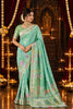 Elegant Aqua Blue Pure Munga Silk Saree Zari Work for Women