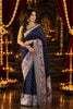 Royal Navy Blue Pure Munga Silk Saree with Zari Work for Women