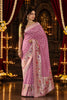 Elegant Mauve Pure Munga Silk Designer Saree Zari Work for Women