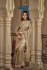 Vibrant Beige Silk Saree Heavy Embroidery Work for Women