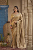 Elegant Golden Beige Silk Saree Heavy Embroidery Work for Women