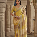 Premium Mustard Yellow Silk Saree Heavy Embroidery Work for Women