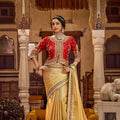 Regal Beige Viscose Linen Saree Sequin Work Embroidery for Women
