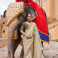 Premium Cream Viscose Saree with Handwork for Women