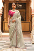 Stylish Off White Soft Tissue Saree Embroidery Work for Women
