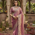Lovely Mauve Silk Saree Heavy Embroidery Work for Women