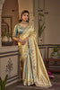 Stylish Beige Silk Saree with Heavy Embroidery Work for Women