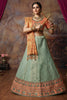 Elegant Mint Green Brocade Silk Designer Lehenga Choli with Gold Zari Weaving Work