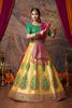 Stylish Yellow Brocade Silk Designer Lehenga Choli with Gold Zari Weaving Work