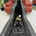 Premium Black Faux Georgette Embroidery Saree for Women
