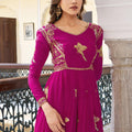 Luxury Rani Pink Faux Georgette Thread Work Palazzo Suit Set with Designer Dupatta