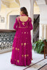 Luxury Rani Pink Faux Georgette Thread Work Palazzo Suit Set with Designer Dupatta