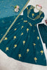 Royal Teal Blue Faux Georgette Thread Work Palazo suit set Designer Duptta