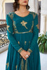 Royal Teal Blue Faux Georgette Thread Work Palazo suit set Designer Duptta