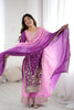 Stylish Purple Shaded Chinon Silk Embroidered Suit Set with Dupatta for Women