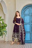 Stunning Wine Crunchy Silk Embroidered Anarkali Suit with Dupatta and Pant for Women