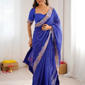 Royal Blue Faux Georgette Saree with Thread & Sequins Embroidery for Women