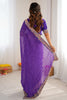 Purple Silk Saree with Zari Embroidered Border Designer Blouse