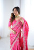 Pink Silk Saree with Heavy Zari Embroidery Designer Blouse