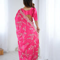 Pink Silk Saree with Heavy Zari Embroidery Designer Blouse