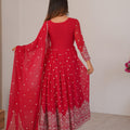 Stunning Rani Pink Faux Georgette Anarkali Suit Sequin Thread Embroidery for Women