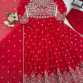Stunning Rani Pink Faux Georgette Anarkali Suit Sequin Thread Embroidery for Women