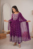 Royal Purple Faux Georgette Anarkali Suit Sequin Thread Embroidery Dupatta for Women