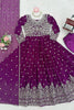 Royal Purple Faux Georgette Anarkali Suit Sequin Thread Embroidery Dupatta for Women