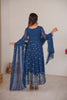 Vibrant Blue Faux Georgette Anarkali Suit Sequin Thread Embroidery Dupatta for Women
