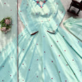 Gorgeous Mint Green Heavy Faux Georgette Anarkali Suit Embroidery Thread Work