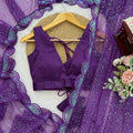 Lovely Purple Heavy Soft Net Saree with Thread and Sequin Embroidery Work for Women