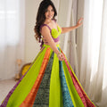 Elegant Multicolor Rayon Digital Printed Designer Lehenga Choli with Flared Skirt for Women