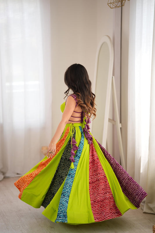 Elegant Multicolor Rayon Digital Printed Designer Lehenga Choli with Flared Skirt for Women
